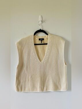 ME+EM Soft-Touch Rib Cotton Knit Vest Size L Quiet Luxury Old Money Minimalist